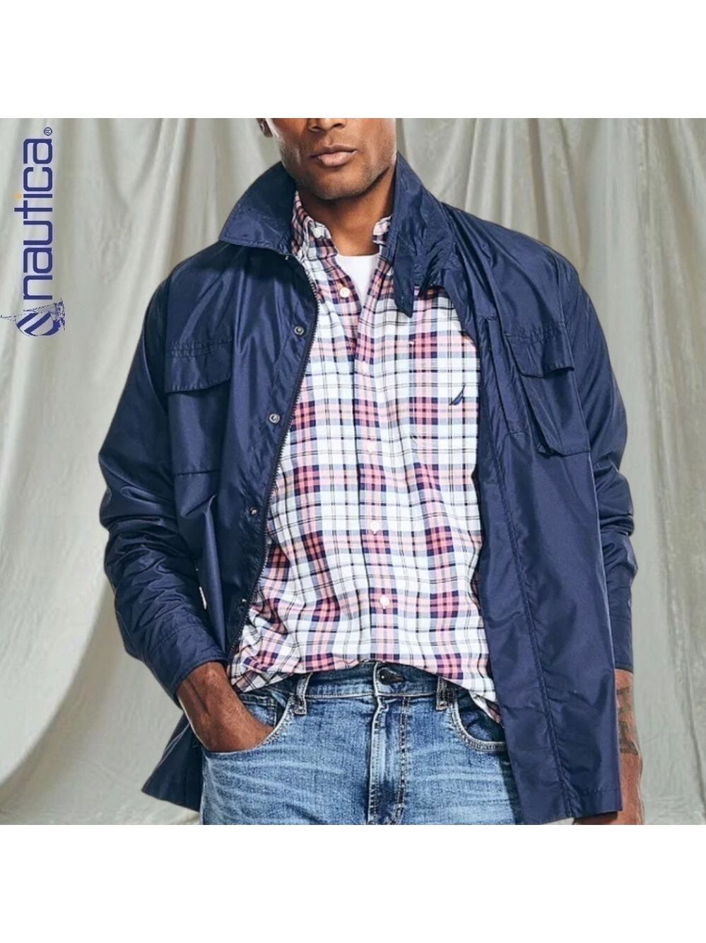 NAUTICA Men's Classic/Stretch Fit Short Sleeve Plaid Button Down Shirt NWT/LG - Picture 5 of 10